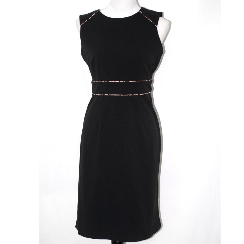 LNC Liz Claiborne Womens Size 4 Midi Cocktail Dress with Leopard Print Accent
